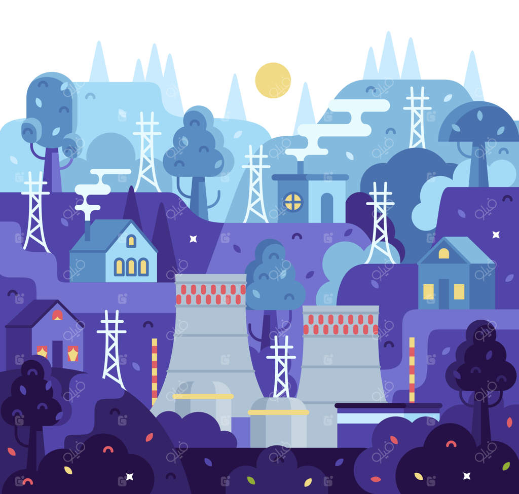 نیروگاه برق، برق خانه‌های روستا را تامین می‌کند.