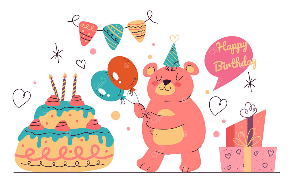 مجموعه‌ای از طرح‌های گرافیکی جشن تولد خرس با تم حیوانات