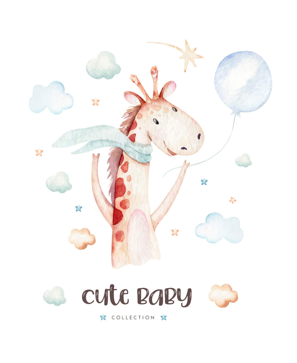 مهمانی تولد بچه با طرح زرافه آبرنگی و زیبا برای سیسمونی کودک