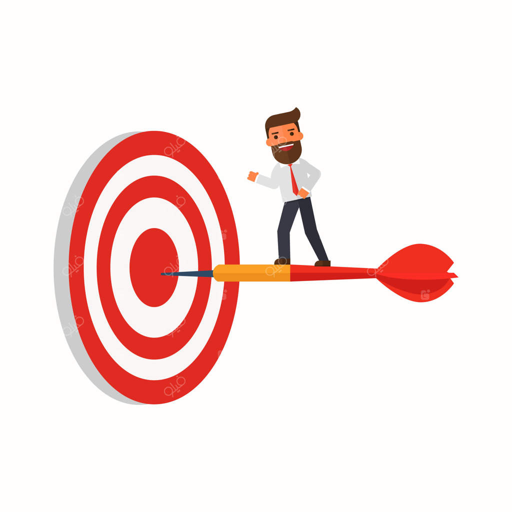 تاجر بر روی دارت برای رسیدن به هدف کسب و کار ایستاده است
