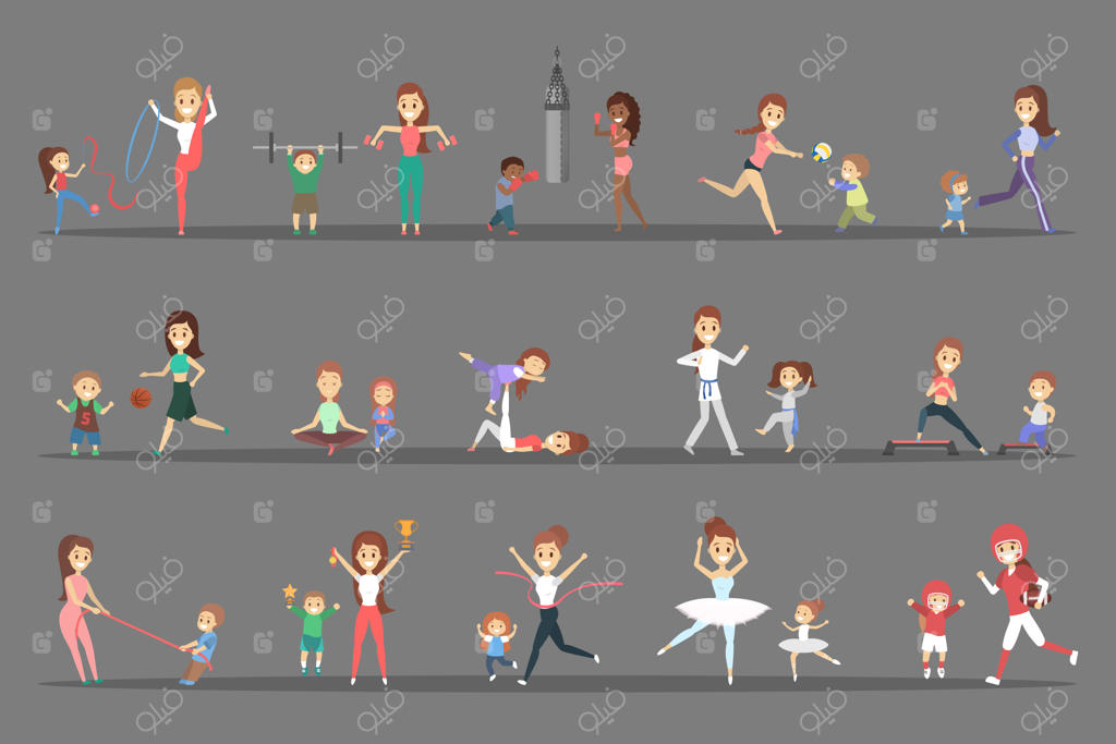 گروهی از ورزشکاران با فرزندانشان و والدینشان