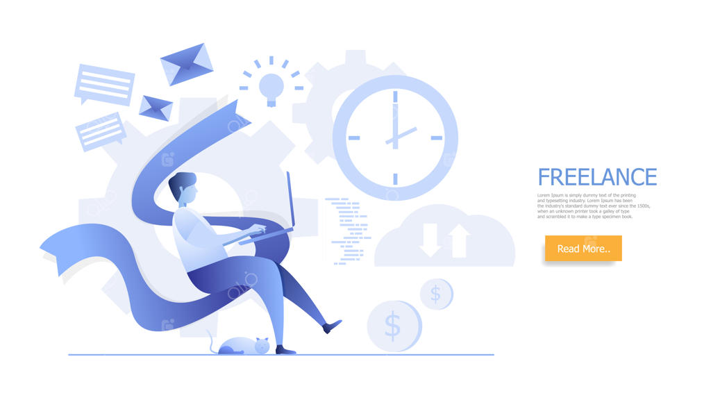 مفهوم فریلنسر: کار کردن مرد در خانه