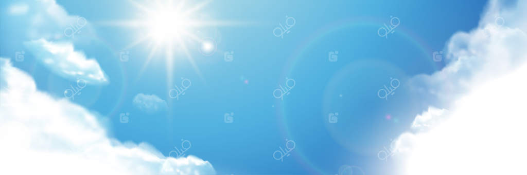 آسمان آبی با خورشید درخشان