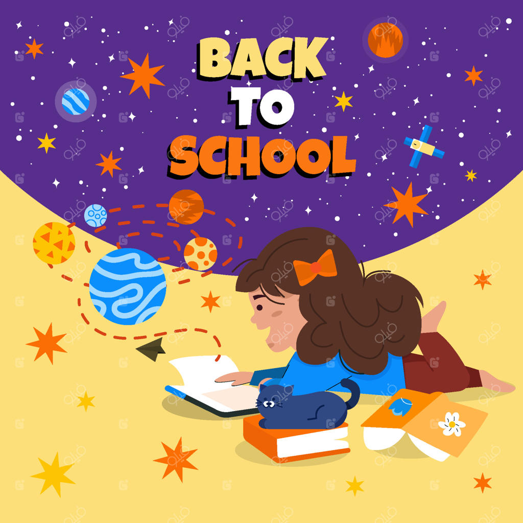 دختری که با گربه‌اش کتاب فضایی می‌خواند