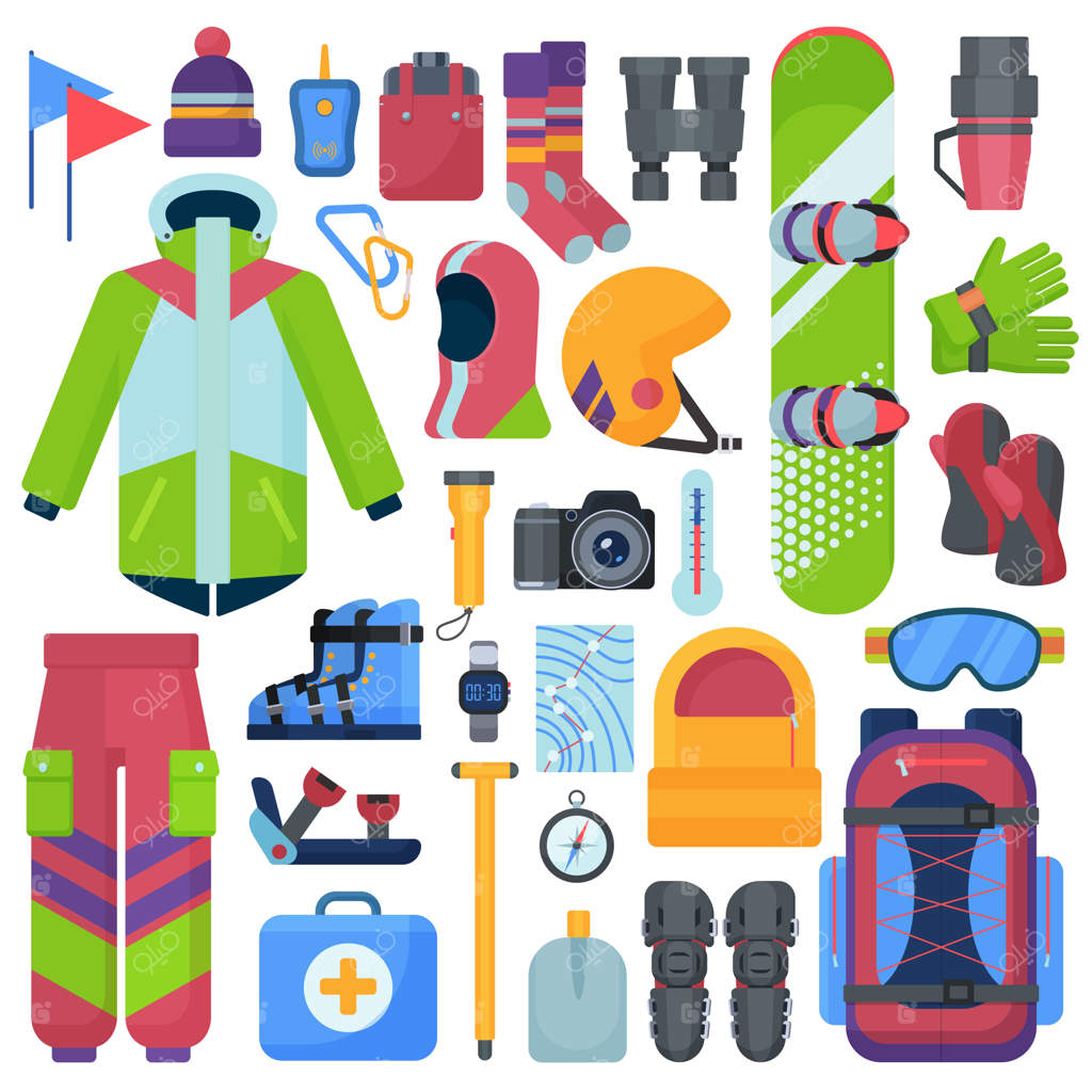 ست تجهیزات اسنوبورد کوهستانی.