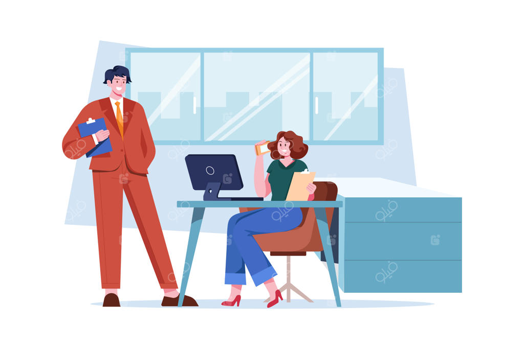 مفهوم تصویرسازی مدیر بر روی پس‌زمینه سفید