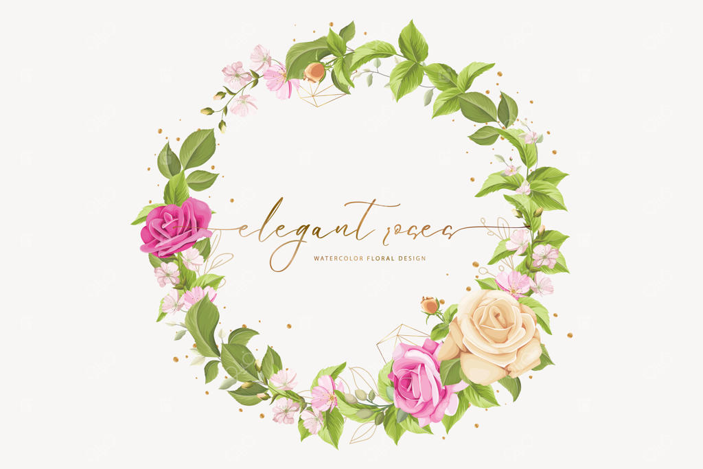 زمینه تاج گل رز طراحی شده با دست