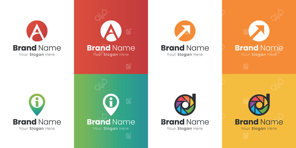 طراحی لوگوهای خلاقانه با نمادهای انتزاعی و نام برند برای کسب‌وکارها