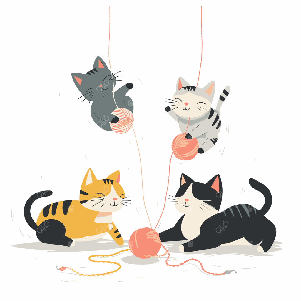 بازی بچه گربه با کلاف کاموا ۳