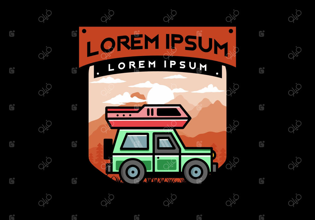 طراحی نشان‌واره: تصویرسازی کمپینگ با خودروی آفرود