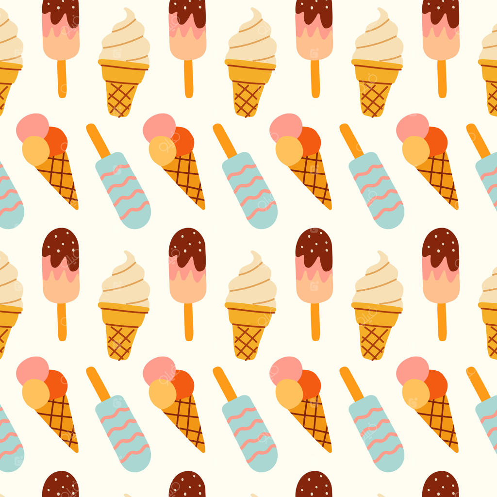 پترن جذاب بستنی برای پروژه‌های خلاقانه تابستانی - وکتور حرفه‌ای