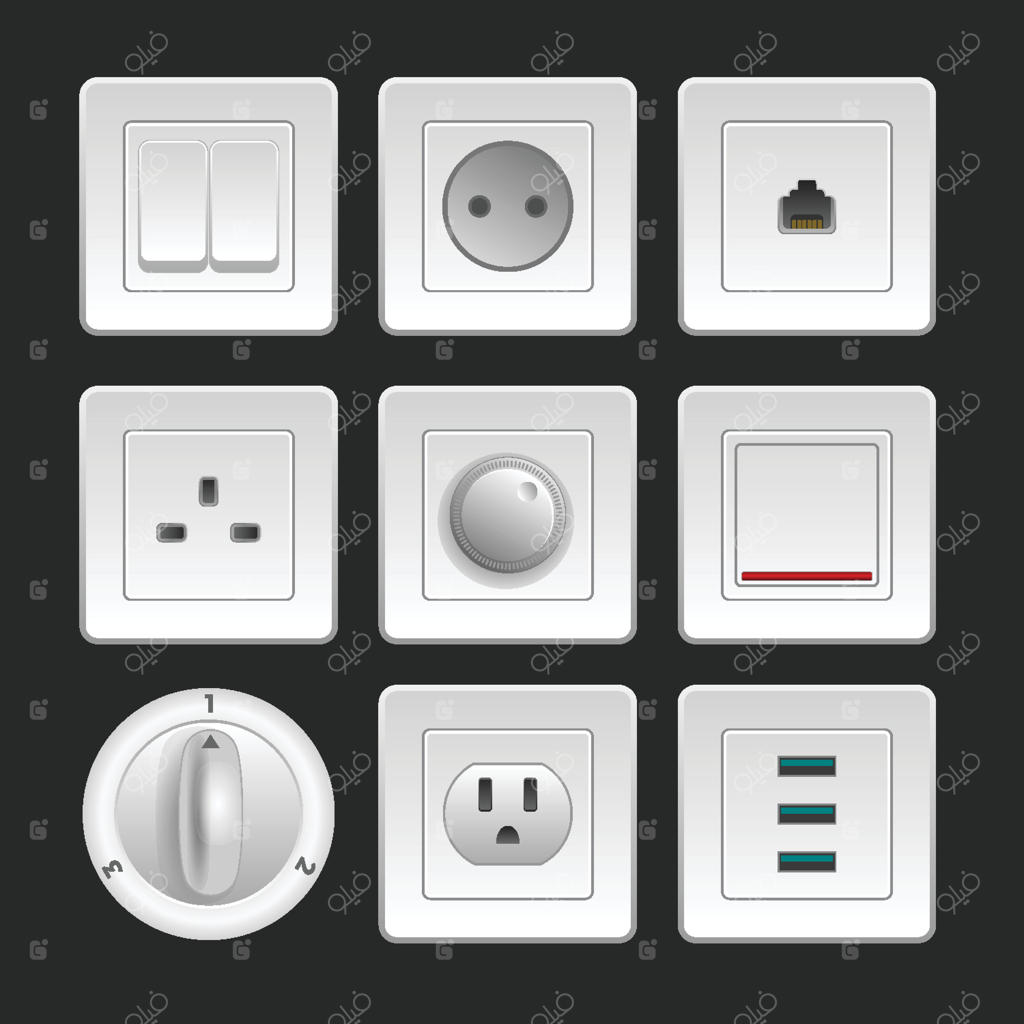 بررسی انواع مختلف کلیدها و پریزهای برق Pro Vector