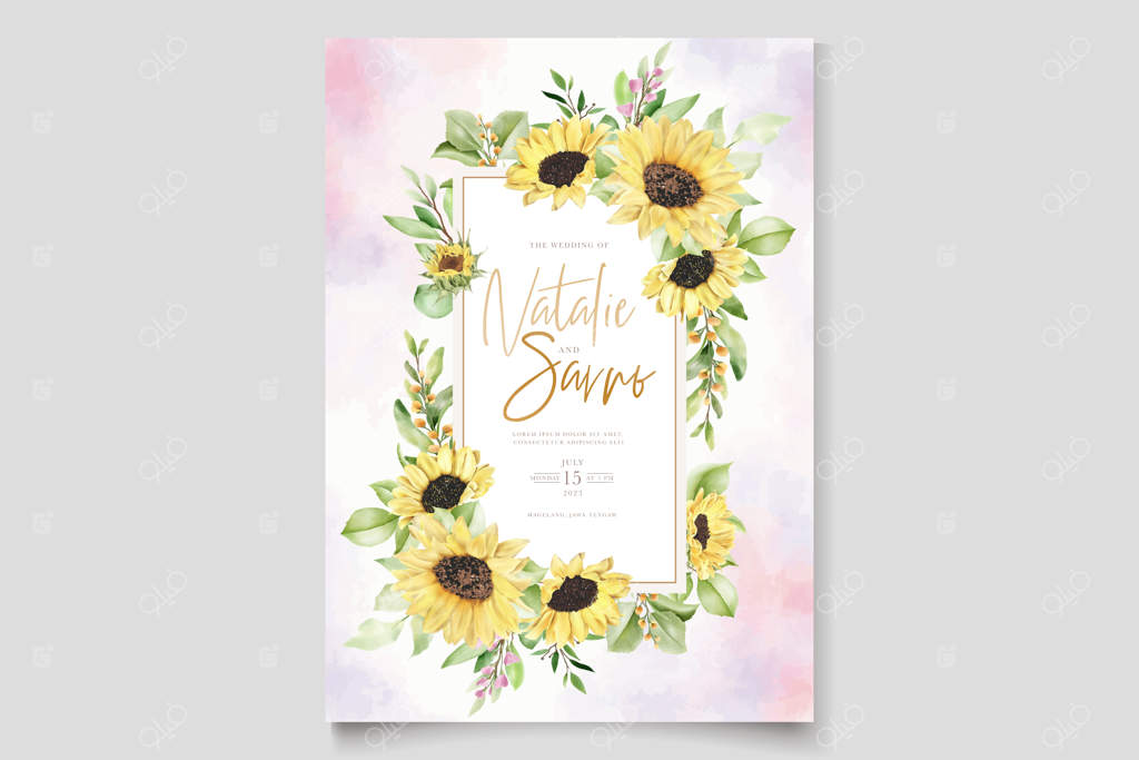 کارت دعوت گل آفتابگردان شیک و دست‌ساز