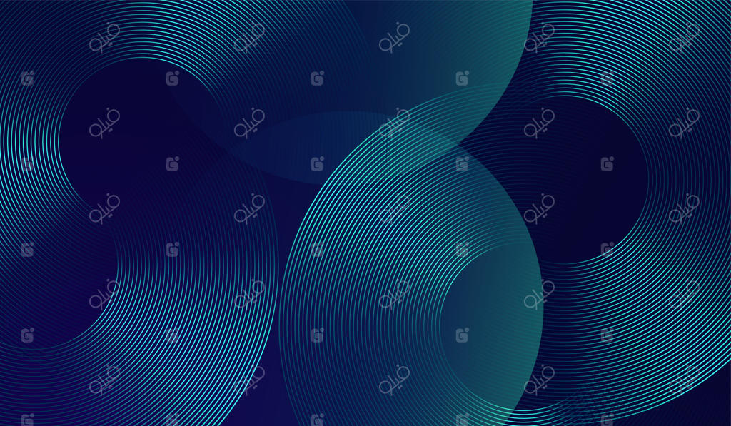 پس‌زمینه انتزاعی با الگوی دایره‌های شش‌ضلعی روی زمینه آبی تیره