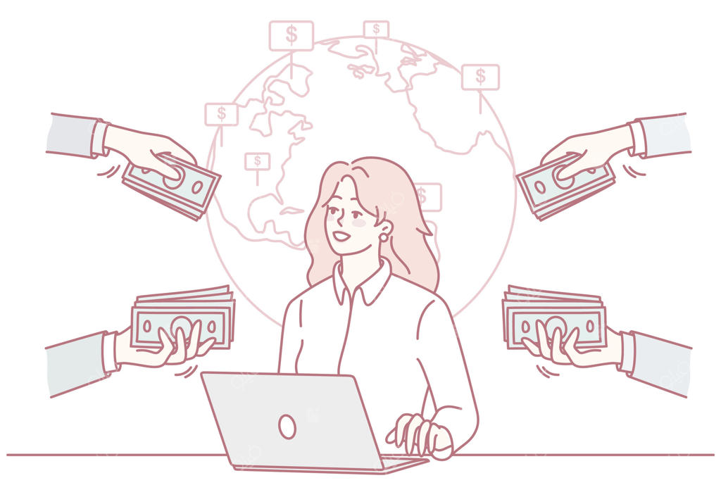 دریافت پول توسط زن در بستری جهانی