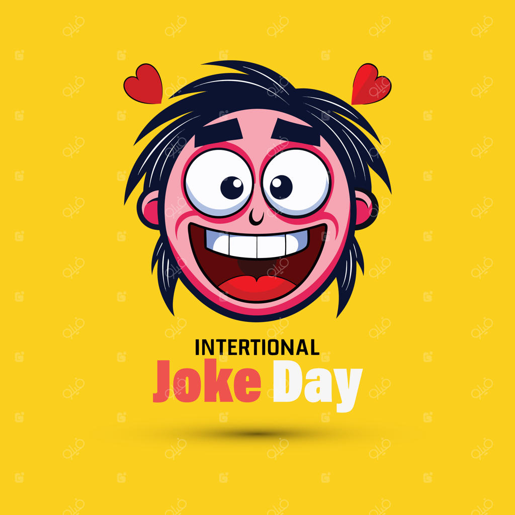 چهره شاد در حال جشن گرفتن روز جهانی جوک