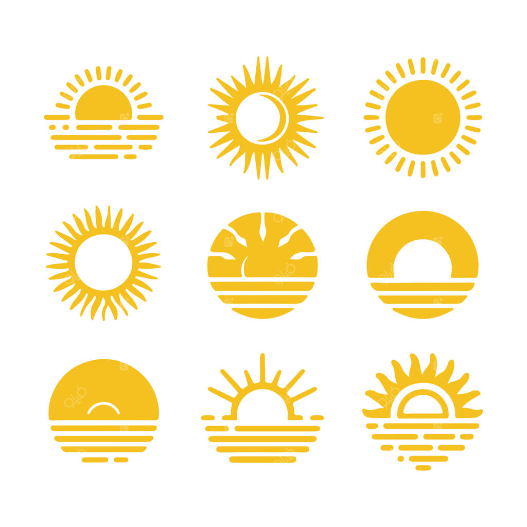 وکتور ضد نور غروب خورشید با پس‌زمینه سفید