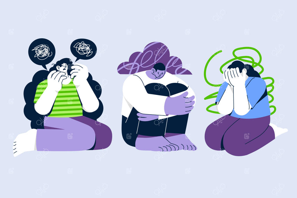 مجموعه‌ای از نقاشی‌های دستی با موضوع سلامت روان