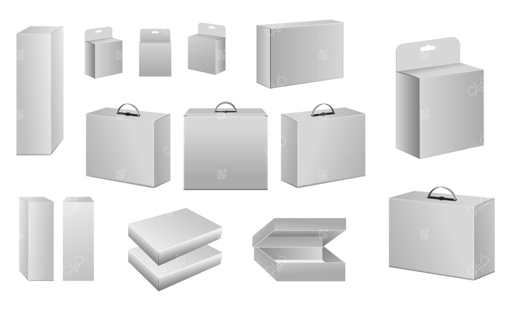 مجموعه الگوهای بسته‌بندی جعبه یا طرح جعبه محصولات بسته‌بندی شده
