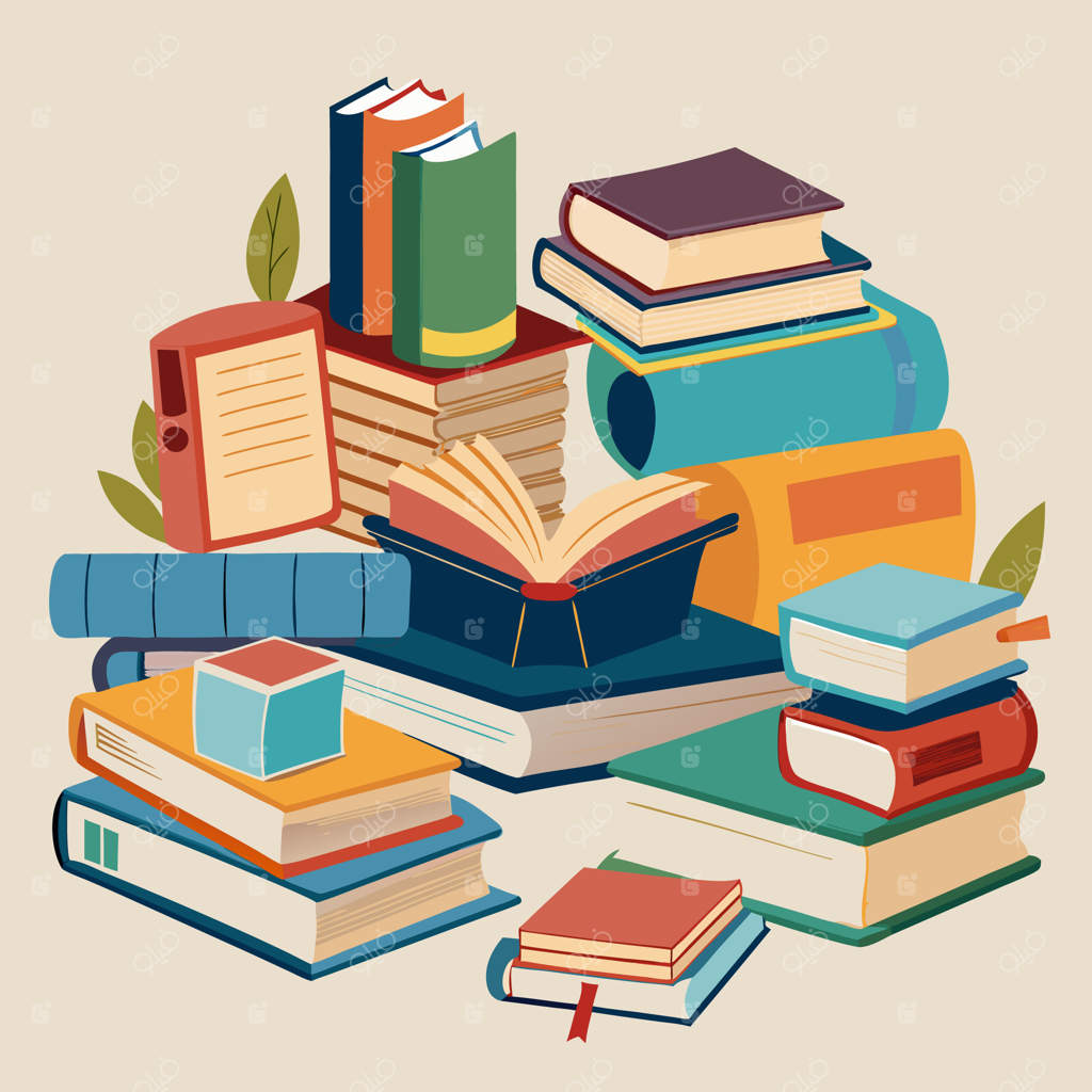 تصاویر آموزشی خلاقانه و رنگارنگ با کتاب‌ها و لوازم مدرسه