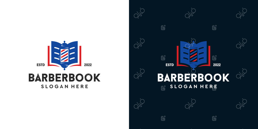 طرح لوگوی میله آرایشگر با خطوط و طراحی گرافیکی کتاب. آیکون، نماد، خلاقانه.