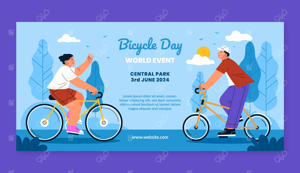 قالب بنر افقی برای روز جهانی دوچرخه سواری