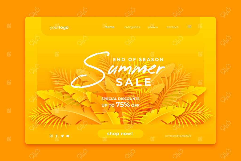 صفحه فرود حراج پایان تابستان با طرح استوایی