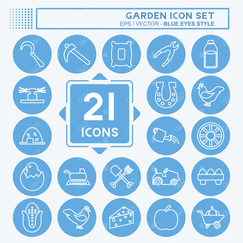 مجموعه آیکون باغ. مناسب برای نماد آموزشی. سبک چشم آبی. طراحی ساده و قابل ویرایش. قالب طراحی وکتور. نماد ساده و قابل فهم