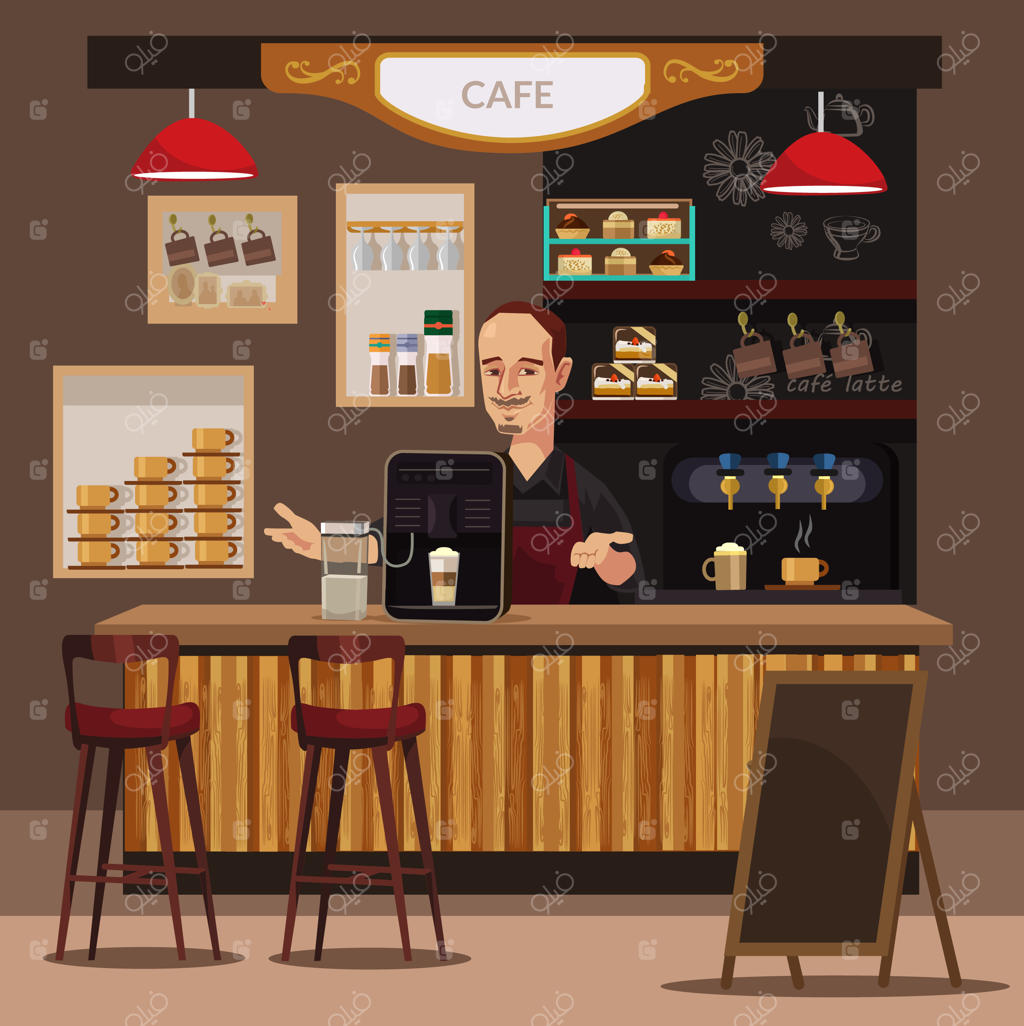 تصویرسازی کافی‌بار و باریستا