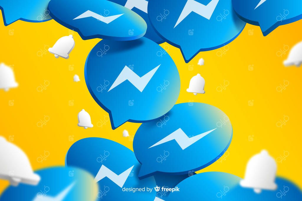 پس‌زمینه انتزاعی با لوگوهای پیام‌رسان‌ها