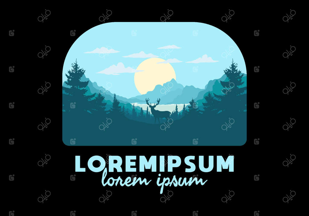 تصویر هنری منظره دریاچه و جنگل‌ کاج