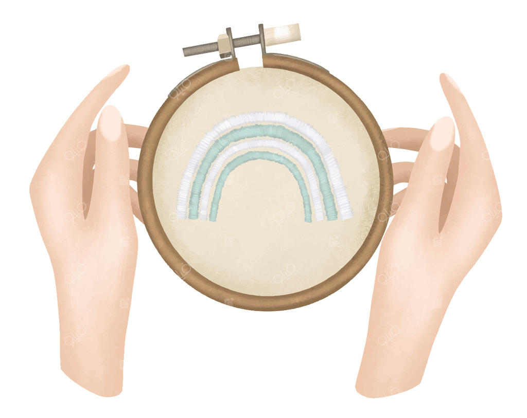 تصویری از دستان با حلقه گلدوزی