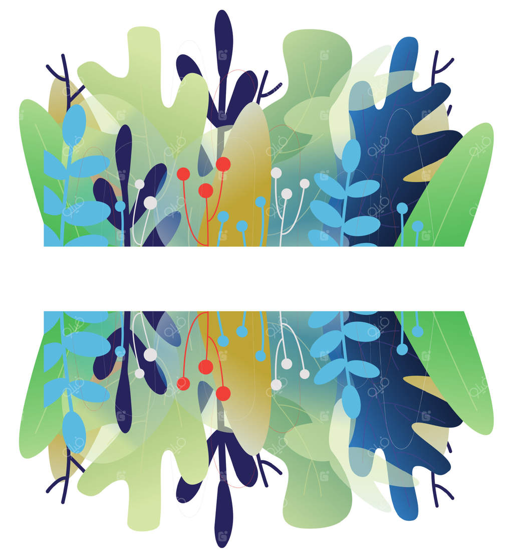 بنر بهاری با گل‌ها، برگ‌ها و فضای نوشتار. بنر بهاری با فضای باغ به همراه قاب گل‌ها