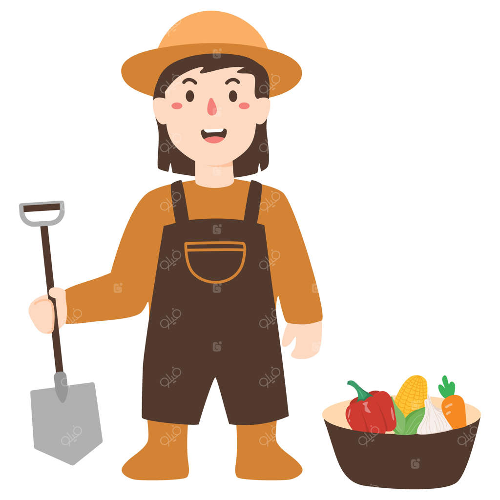 دختر کشاورز با تصویرسازی سبزیجات - وکتور حرفه‌ای
