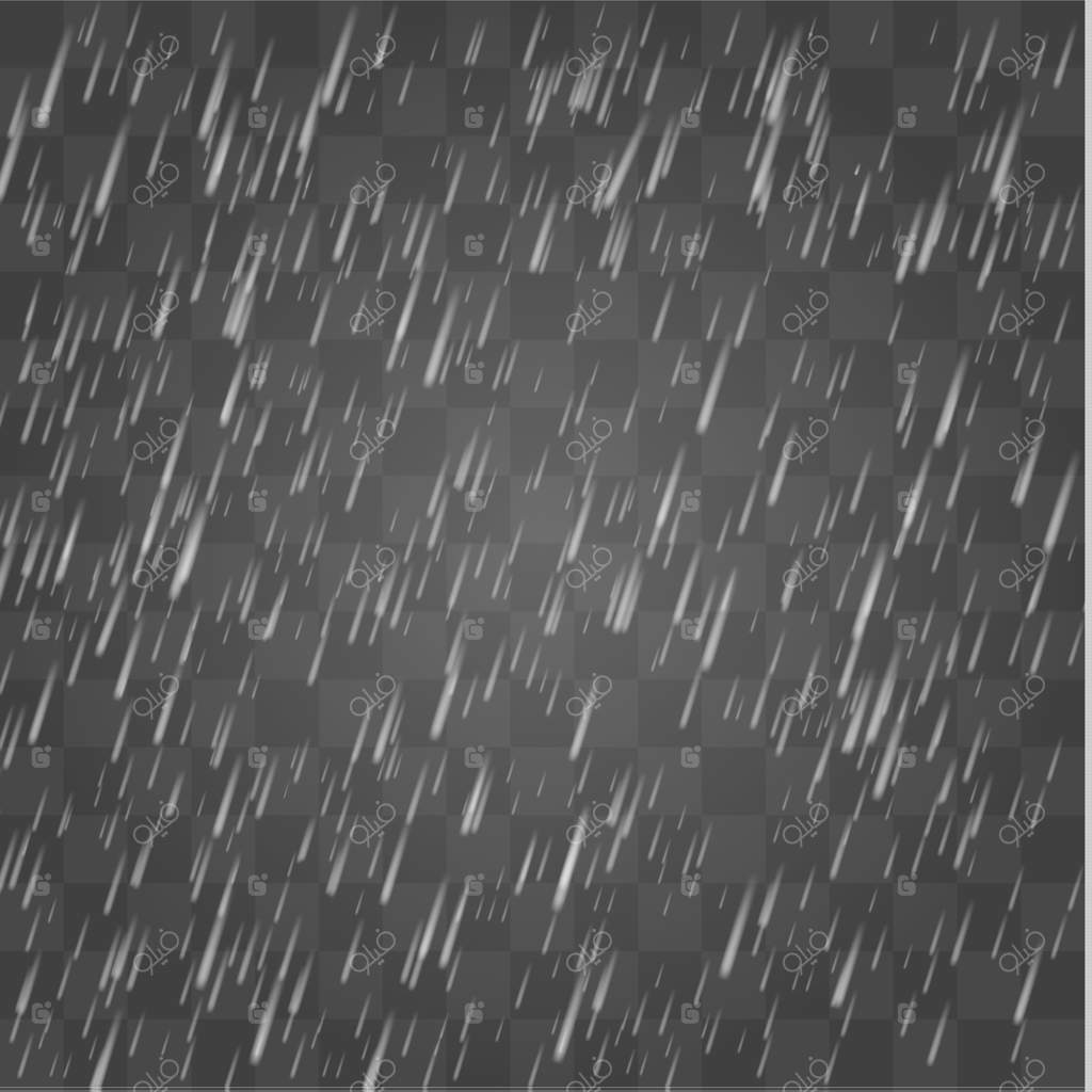 طوفان باران و ابرهای سفید با پس‌زمینه شفاف