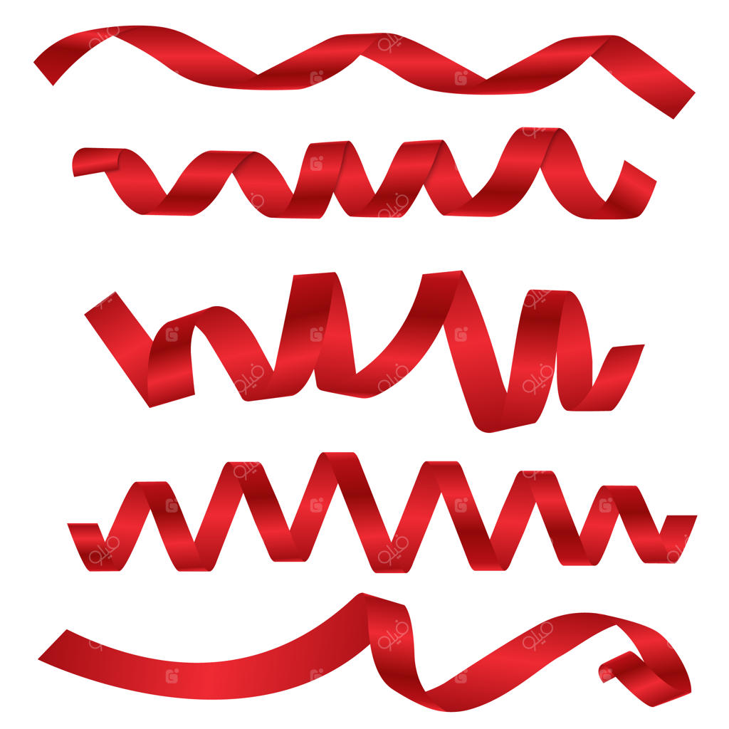 نوار قرمز روبان برای بنر تعطیلات و تولد.