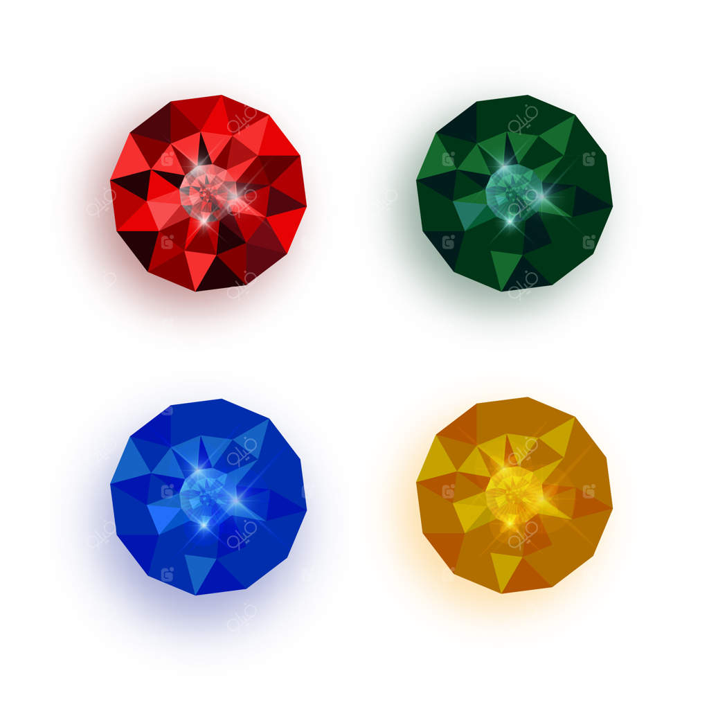 مجموعه‌ای از سنگ‌های قیمتی رنگارنگ