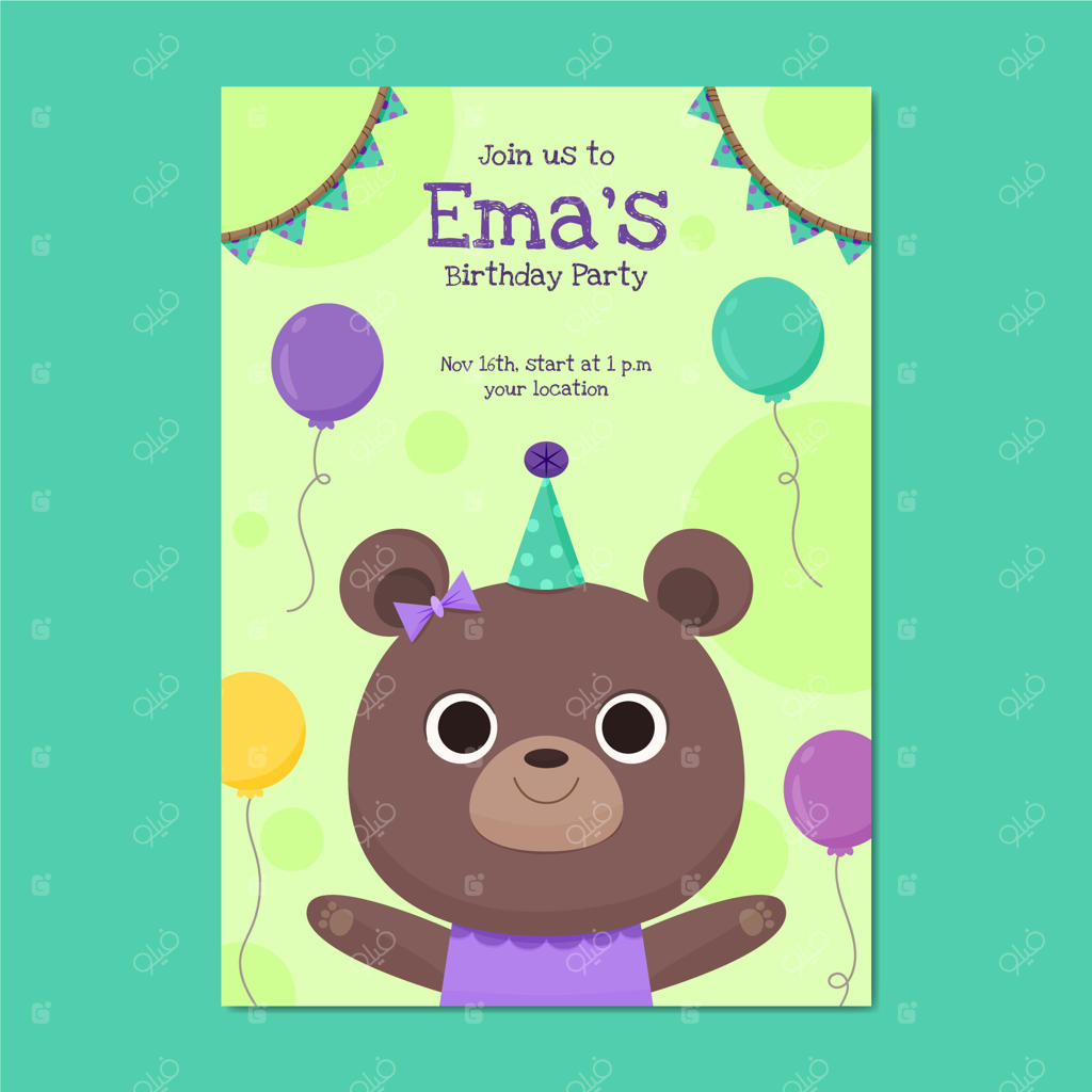 کارت دعوت تولد با طراحی کودکانه و جذاب