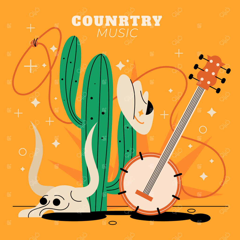 تصویرسازی موسیقی کانتری با طراحی دستی