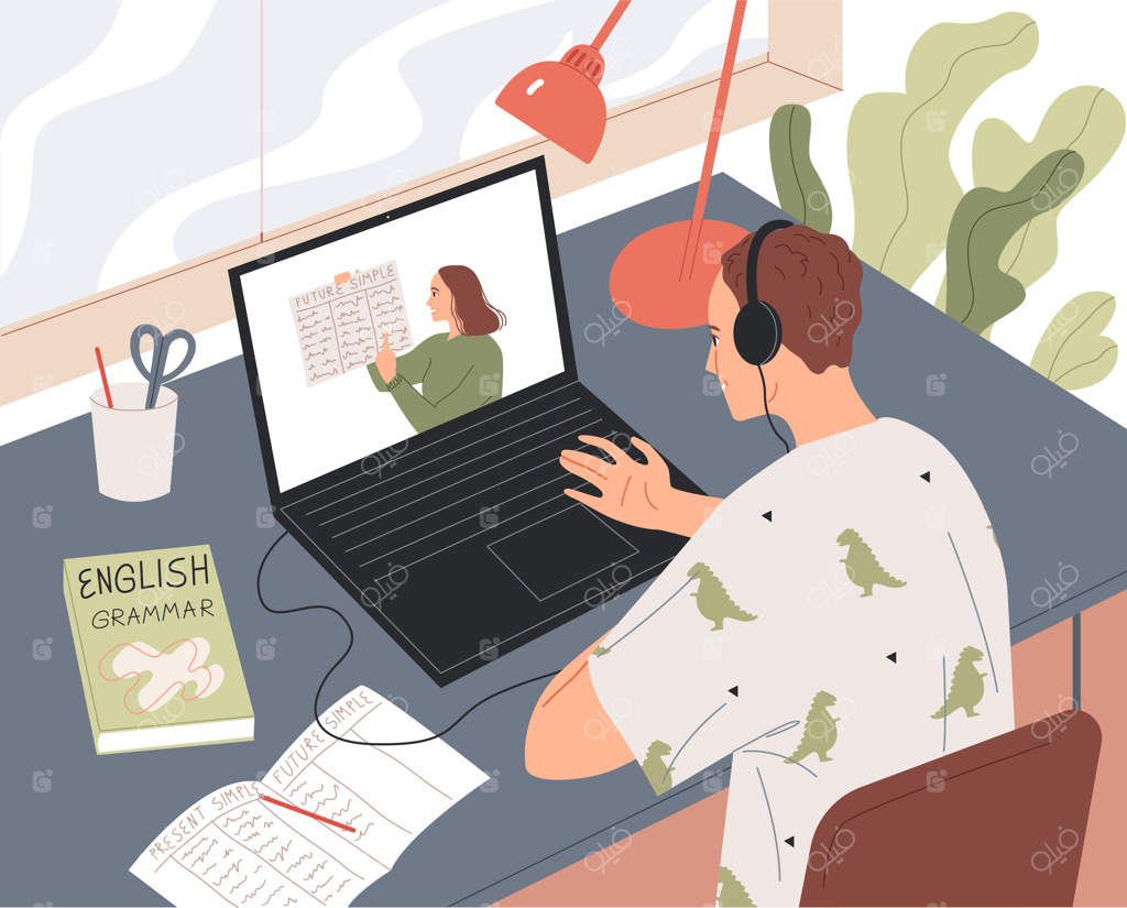 دانش‌آموز با تماشای درس بر روی صفحه‌نمایش لپ‌تاپ، به صورت آنلاین آموزش می‌بیند.