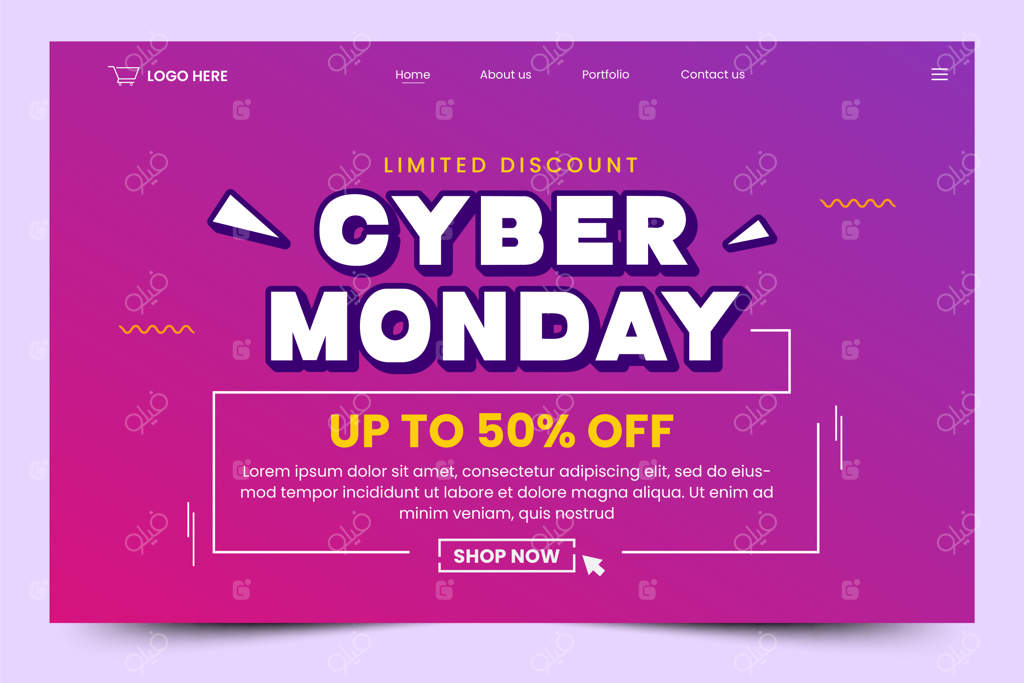 قالب طراحی صفحه فرود برای سایبر ماندی