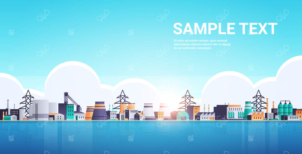 ساختمان‌های کارخانه تولیدی در نزدیکی منطقه صنعتی رودخانه