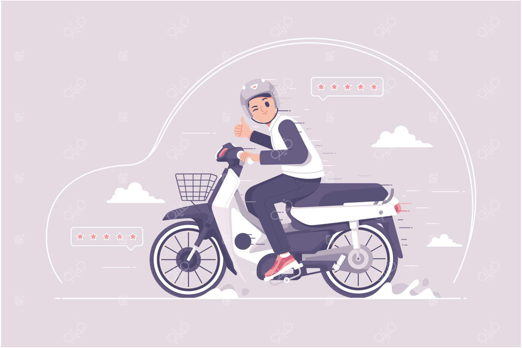 پسری که موتورسیکلت قدیمی می‌راند - تصویر زمینه