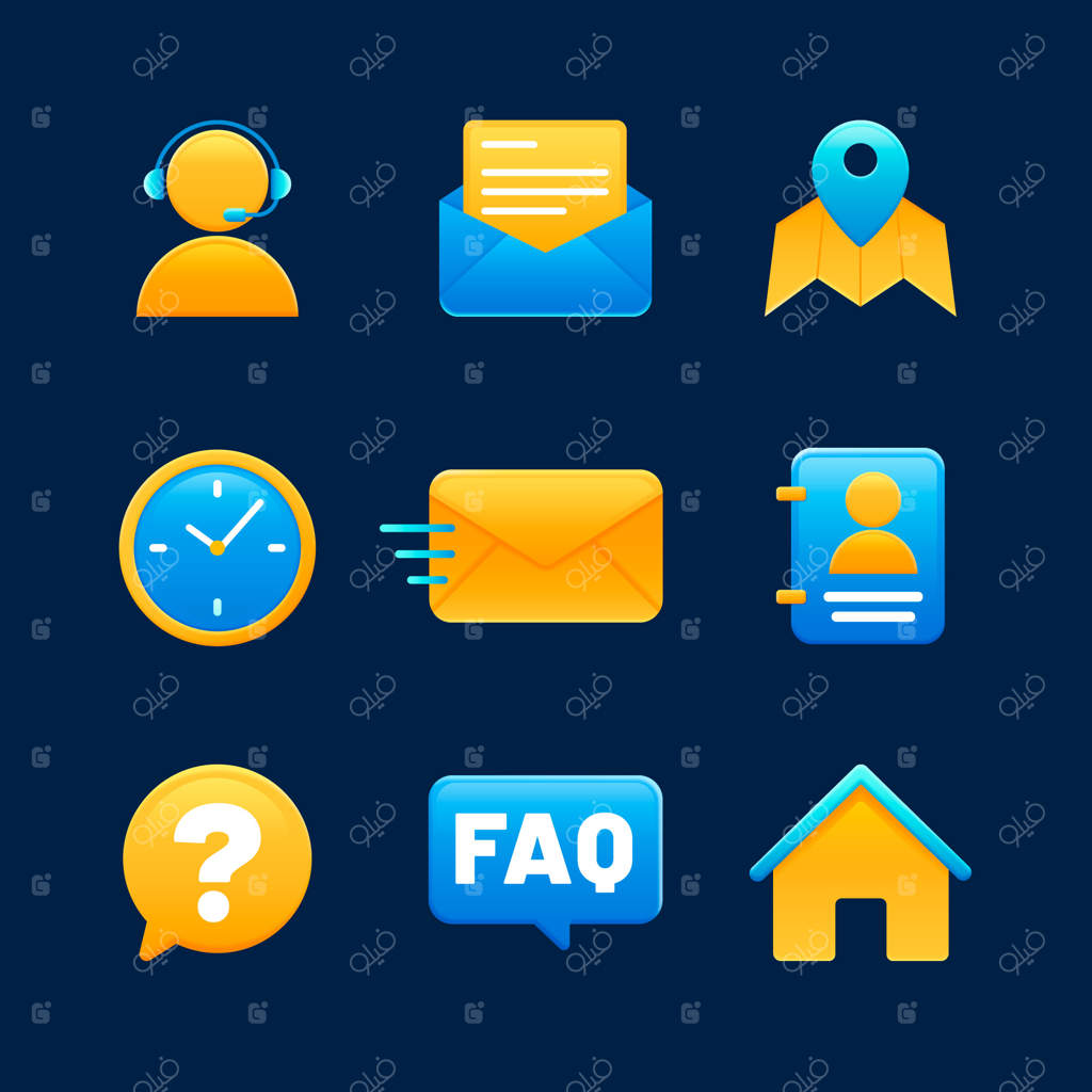 مجموعه آیکون‌های تماس با ما با طراحی گرادیان