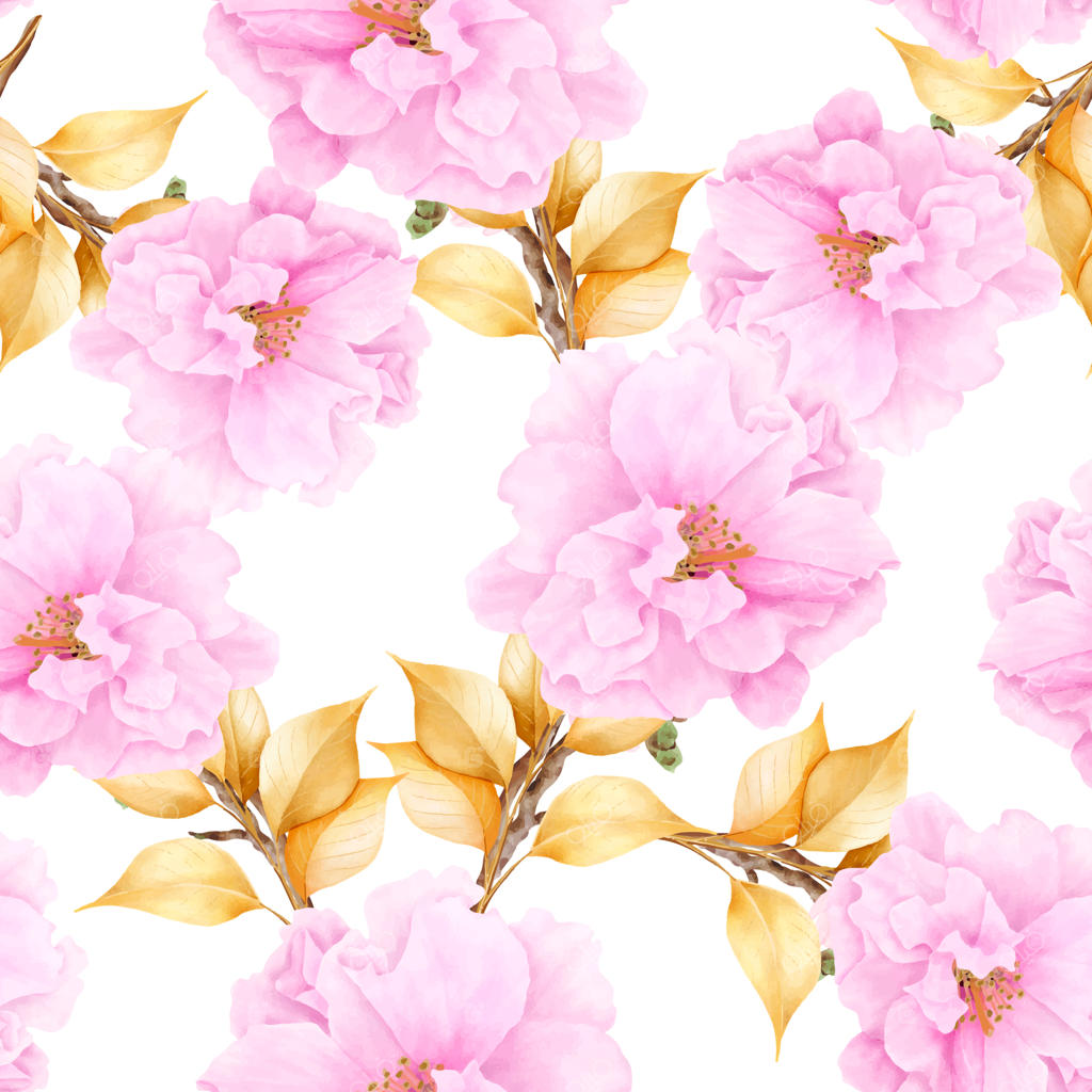 پترن یکپارچه گل‌های ساکورا و شکوفه‌های گیلاس