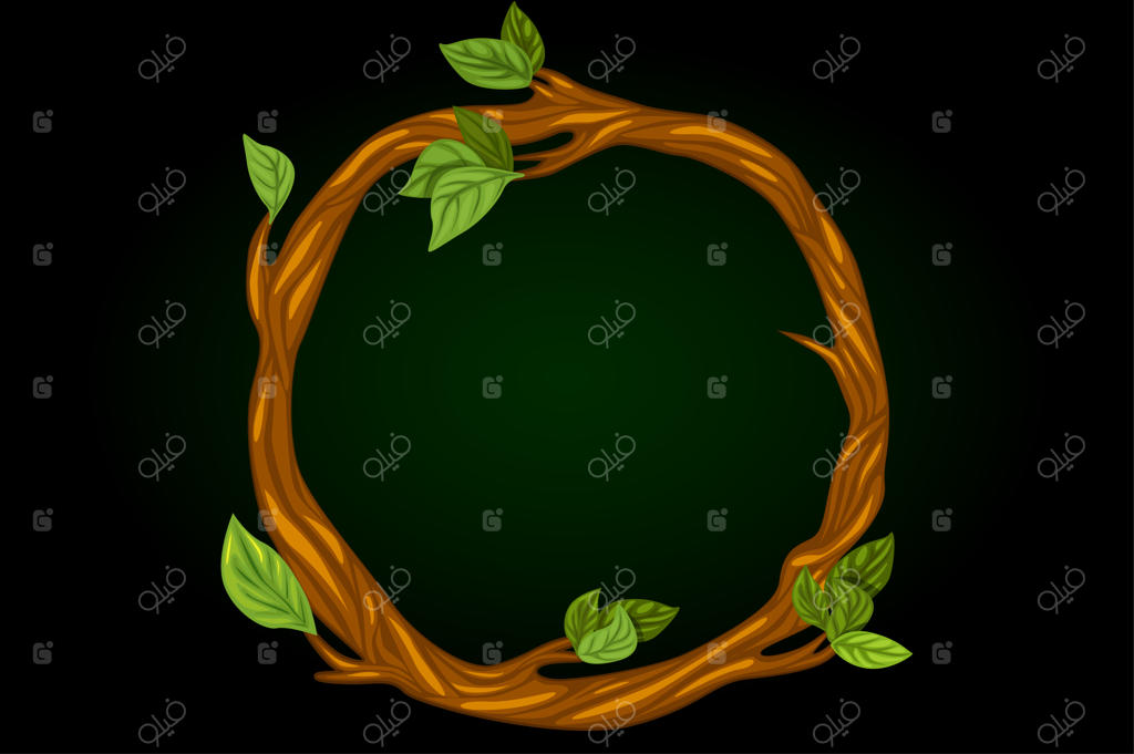 حلقه گرد از شاخه‌های درخت با برگ‌ها