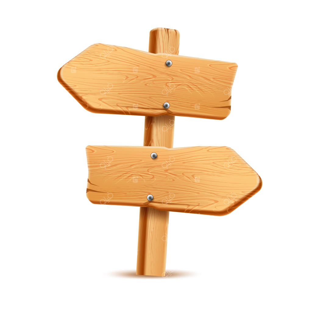 تابلوی چوبی واقع‌گرایانه - نشانه روستایی برای طراحی‌های روستایی. علامت چوبی قدیمی و خالی با بافتی طبیعی. راهنمای جاده‌ای به شکل فلش، نماد ماجراجویی و هدایت.