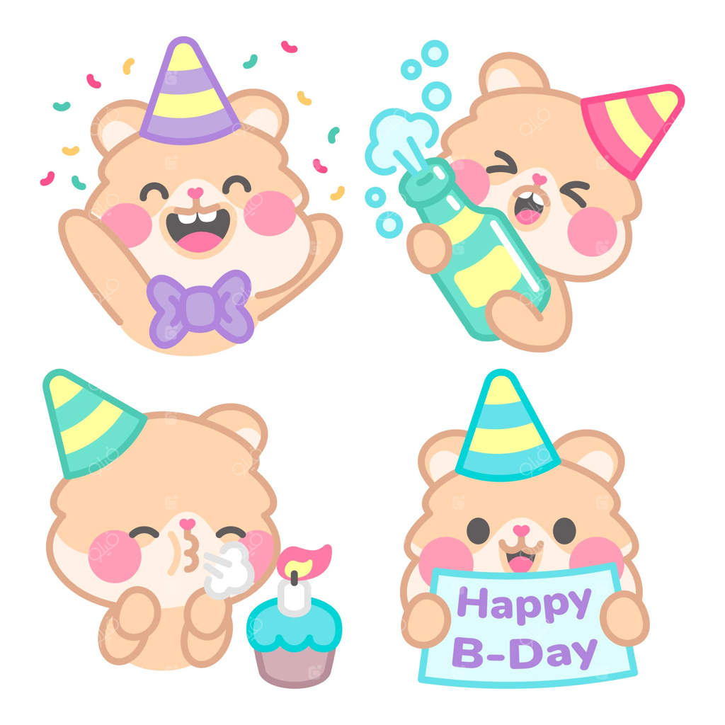 مجموعه استیکرهای تولد با کیمچی همستر