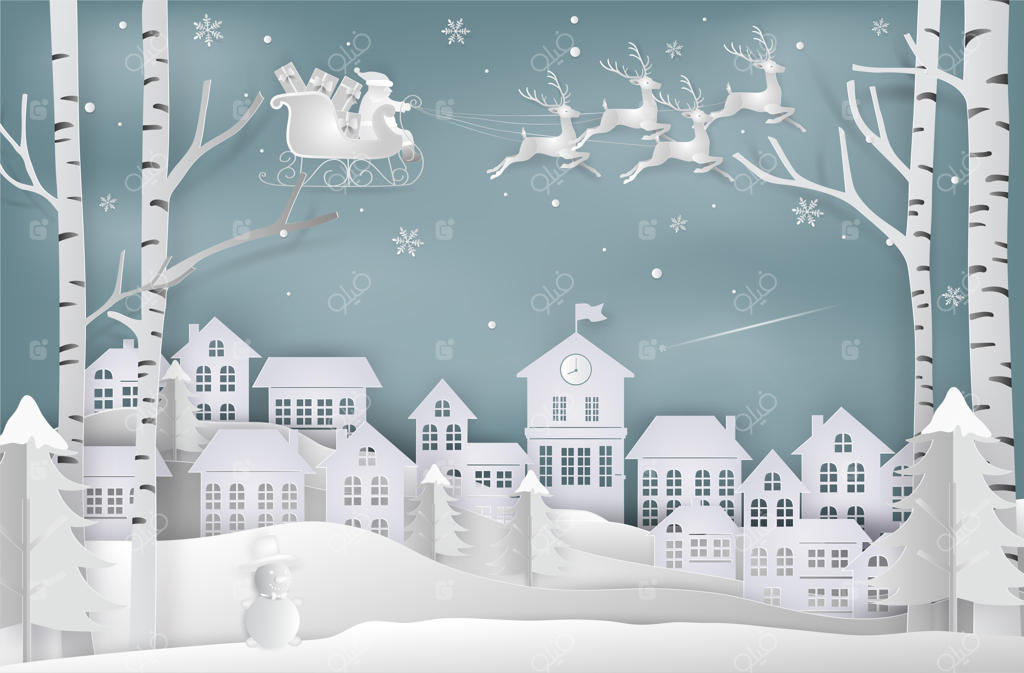 سبک هنری کاغذی بابانوئل به شهر می‌آید: کریسمس و سال نو مبارک!