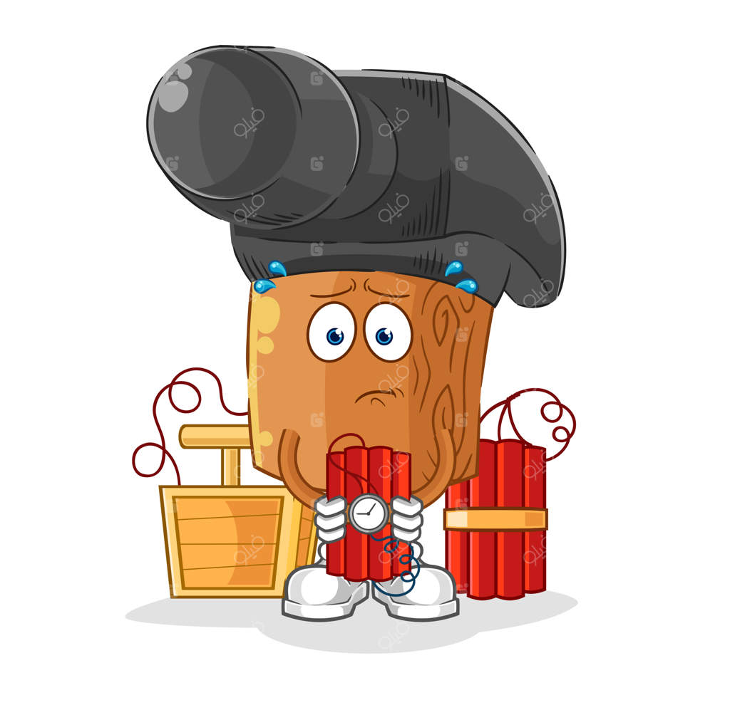 شخصیت کارتونی چکش دستی با دینامیت وکتور